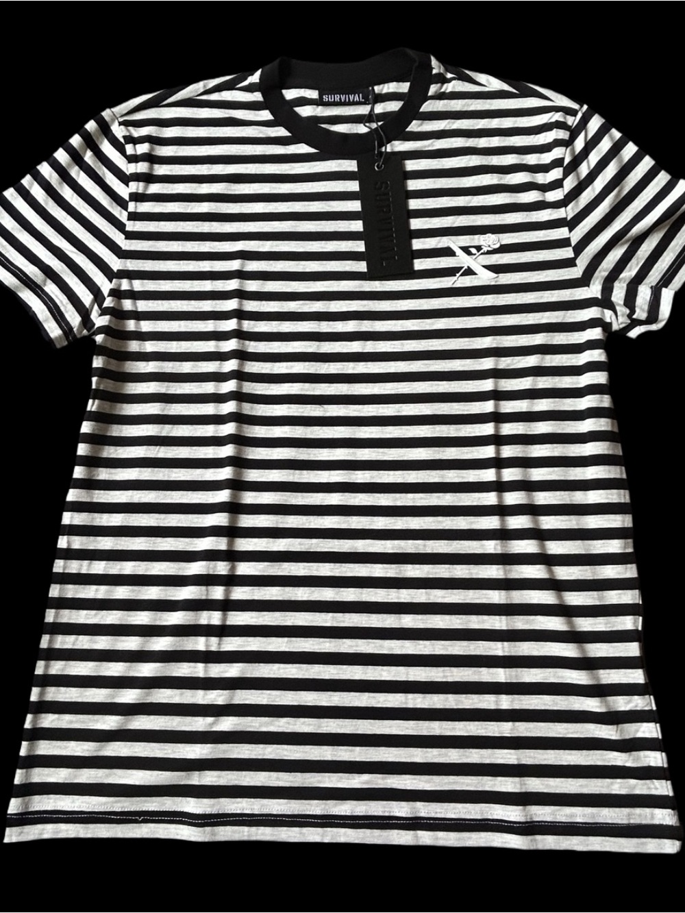 Survival Black & White Stripe Crewneck T-Shirt